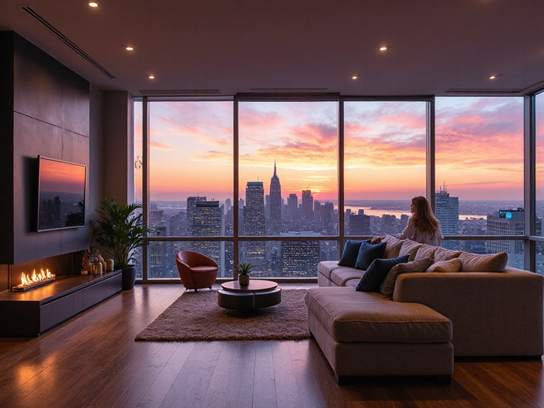 Modern penthouse with panoramic city views