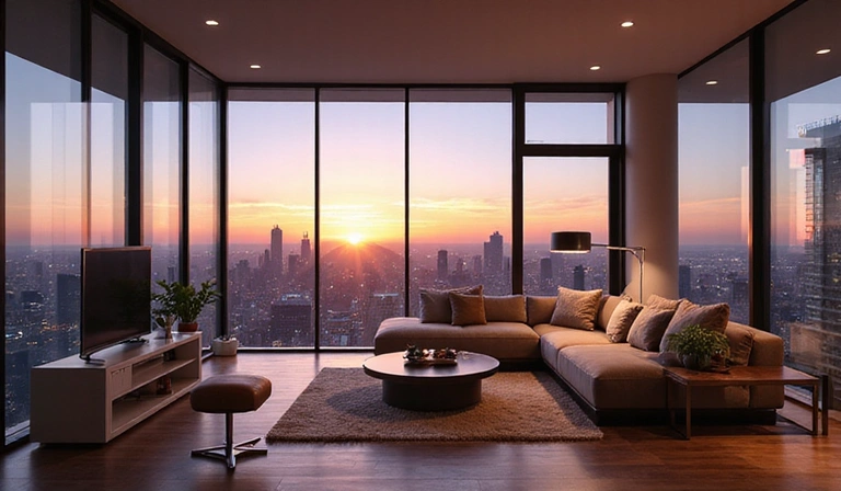 Luxury penthouse with panoramic city views