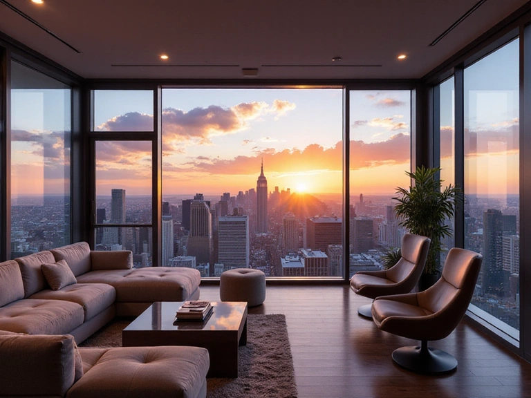 Modern luxury penthouse with city views