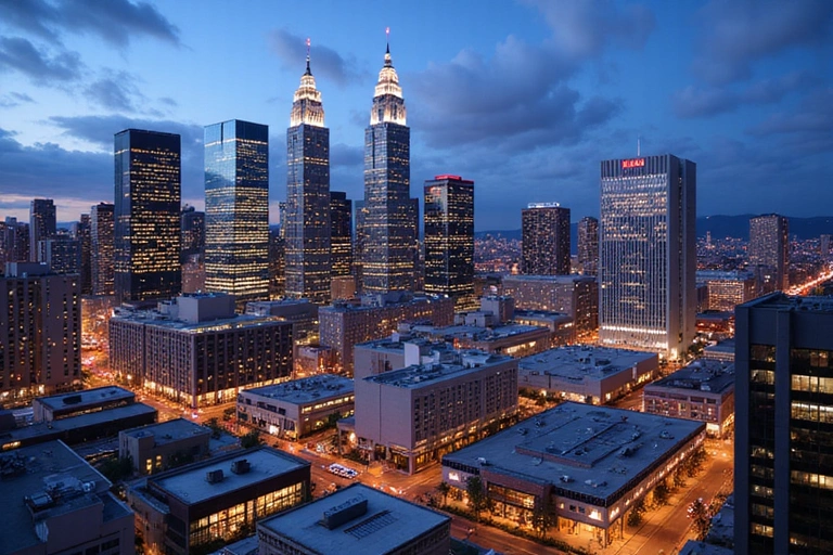 Upscale downtown district skyline