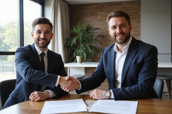 Happy client meeting with real estate agent